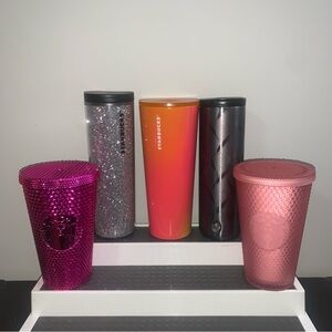 Starbucks Lot Tumbler Travel Coffee Cup Mug Cold Hot Jeweled Faceted Steel Slim!